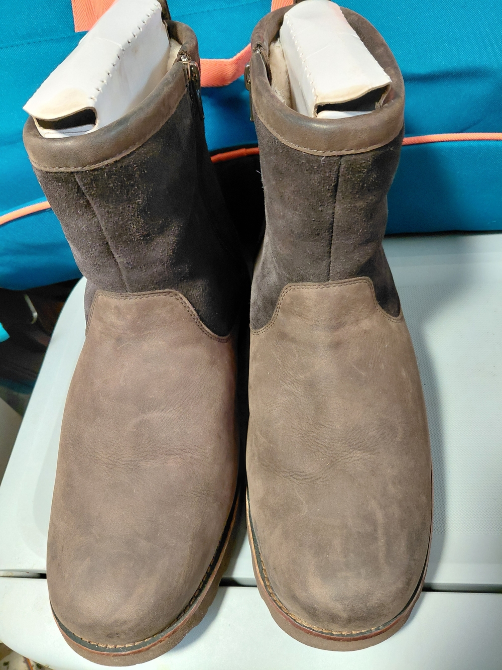 UGG Men's Brown Suede and Leather Slip-On Boots